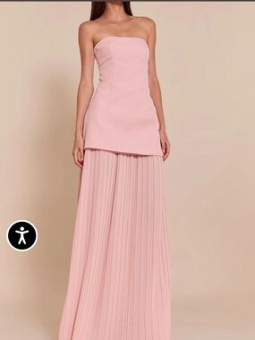 Babyboo Strapless Pleated Maxi Dress in Blush Pink